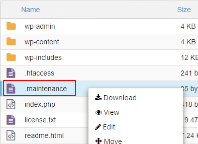rootfolder .maintenance File
